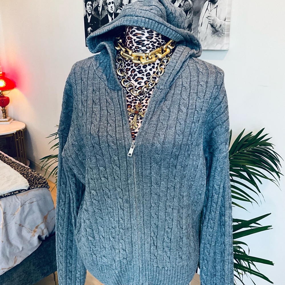 Cozy Cafe Cable Knit Zip Up